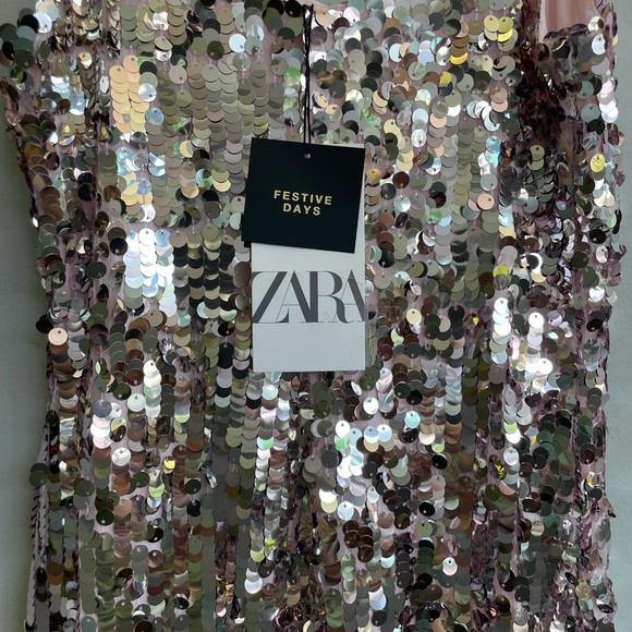 Beautiful  spaghetti strap festival Days  Zara sequin dress with back slit - Picture 5 of 5
